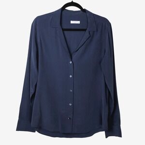 Equipment Femme Womens 100% Silk Blue Button Down Size M Quiet Luxury Office